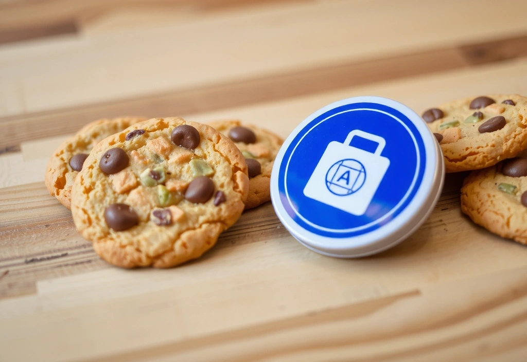 Illustration von Cookies und Datenschutzschild